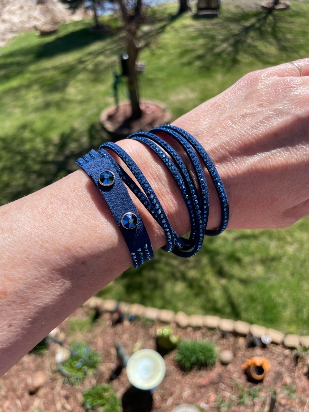 Touchstone Blue Wrap Bracelet with Stud Accents